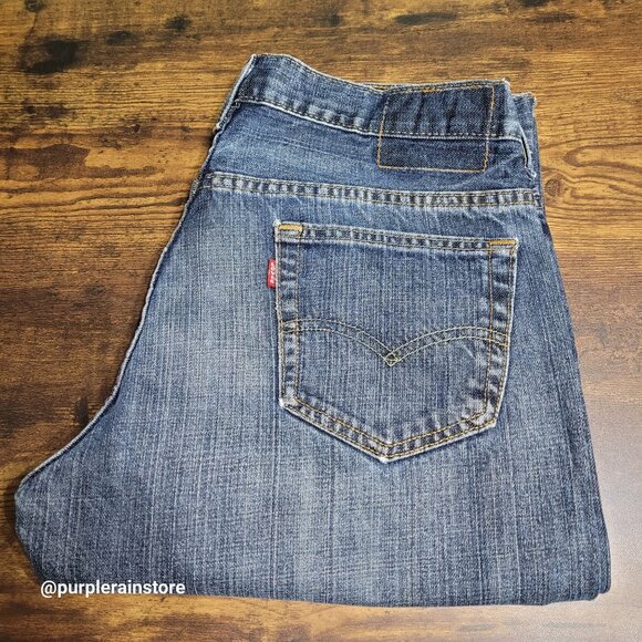Levi's Jeans Tag 36x30 Measures 32x29 Loose Straight 569 Medium Dark Wash Denim - Picture 3 of 12